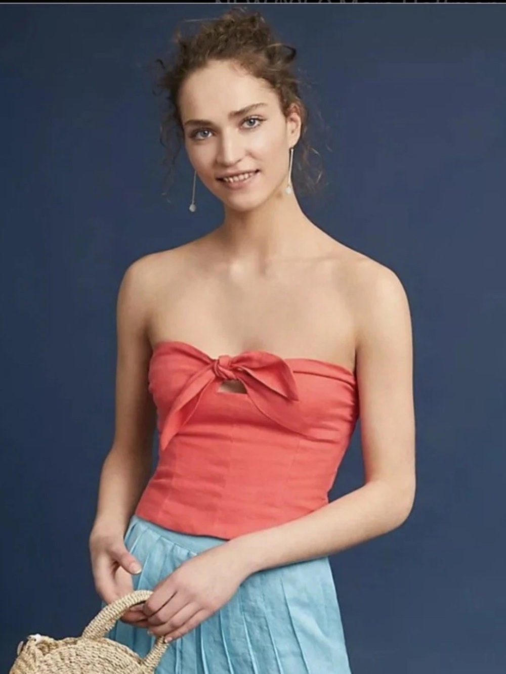 Mara Hoffman Coral Strapless Linen Top